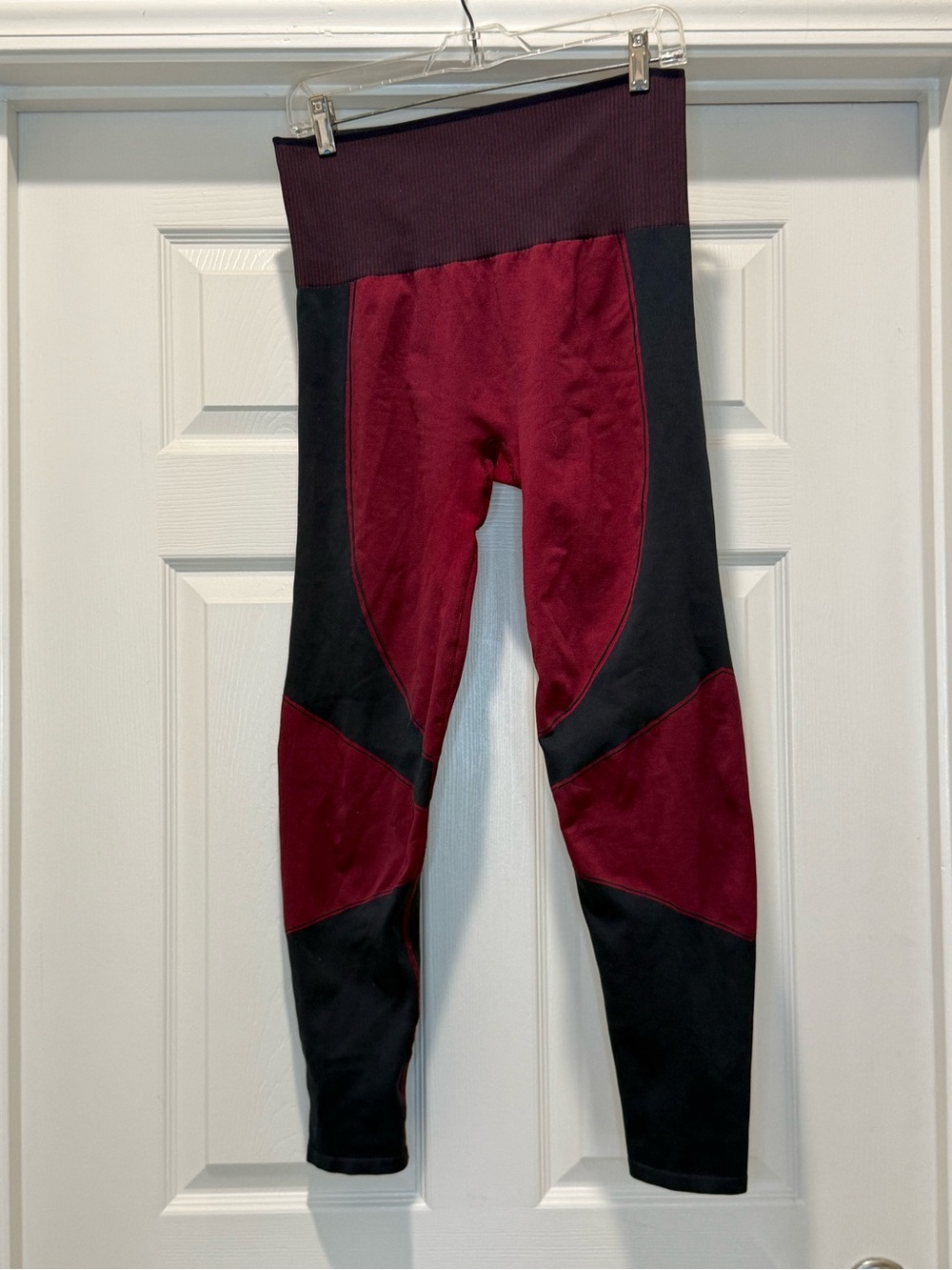 ThirdLove Colorblock Maroon and Navy High-Waist Compression Leggings Third Love